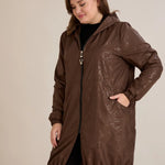 Ανοιξιάτικο παρκά με βαμβακερή και ελαστική επένδυση σε Σοκολατί χρώμα σε μεγάλα μεγέθη