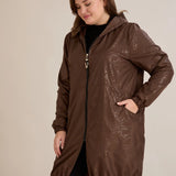 Ανοιξιάτικο παρκά με βαμβακερή και ελαστική επένδυση σε Σοκολατί χρώμα σε μεγάλα μεγέθη