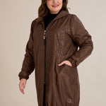 Ανοιξιάτικο παρκά με βαμβακερή και ελαστική επένδυση σε Σοκολατί χρώμα σε μεγάλα μεγέθη