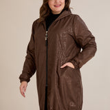 Ανοιξιάτικο παρκά με βαμβακερή και ελαστική επένδυση σε Σοκολατί χρώμα σε μεγάλα μεγέθη