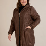 Ανοιξιάτικο παρκά με βαμβακερή και ελαστική επένδυση σε Σοκολατί χρώμα σε μεγάλα μεγέθη