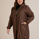 Ανοιξιάτικο παρκά με βαμβακερή και ελαστική επένδυση σε Σοκολατί χρώμα σε μεγάλα μεγέθη