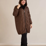 Ανοιξιάτικο παρκά με βαμβακερή και ελαστική επένδυση σε Σοκολατί χρώμα σε μεγάλα μεγέθη