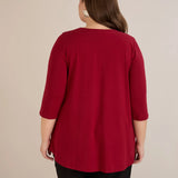Βαμβακερή τουνίκ με λαμπερό ντεκολτέ- Μπορντό