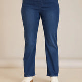 Ίσιο μοντέλο Denim τζιν Basic από λεπτό ύφασμα σε μεγάλα μεγέθη