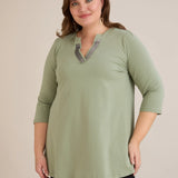 βαμβακερή τουνίκ με λαμπερό ντεκολτέ