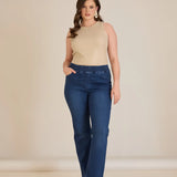 Ίσιο μοντέλο Denim τζιν Basic από λεπτό ύφασμα σε μεγάλα μεγέθη