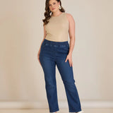 Ίσιο μοντέλο Denim τζιν Basic από λεπτό ύφασμα σε μεγάλα μεγέθη