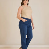 Ίσιο μοντέλο Denim τζιν Basic από λεπτό ύφασμα σε μεγάλα μεγέθη