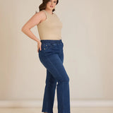 Ίσιο μοντέλο Denim τζιν Basic από λεπτό ύφασμα σε μεγάλα μεγέθη