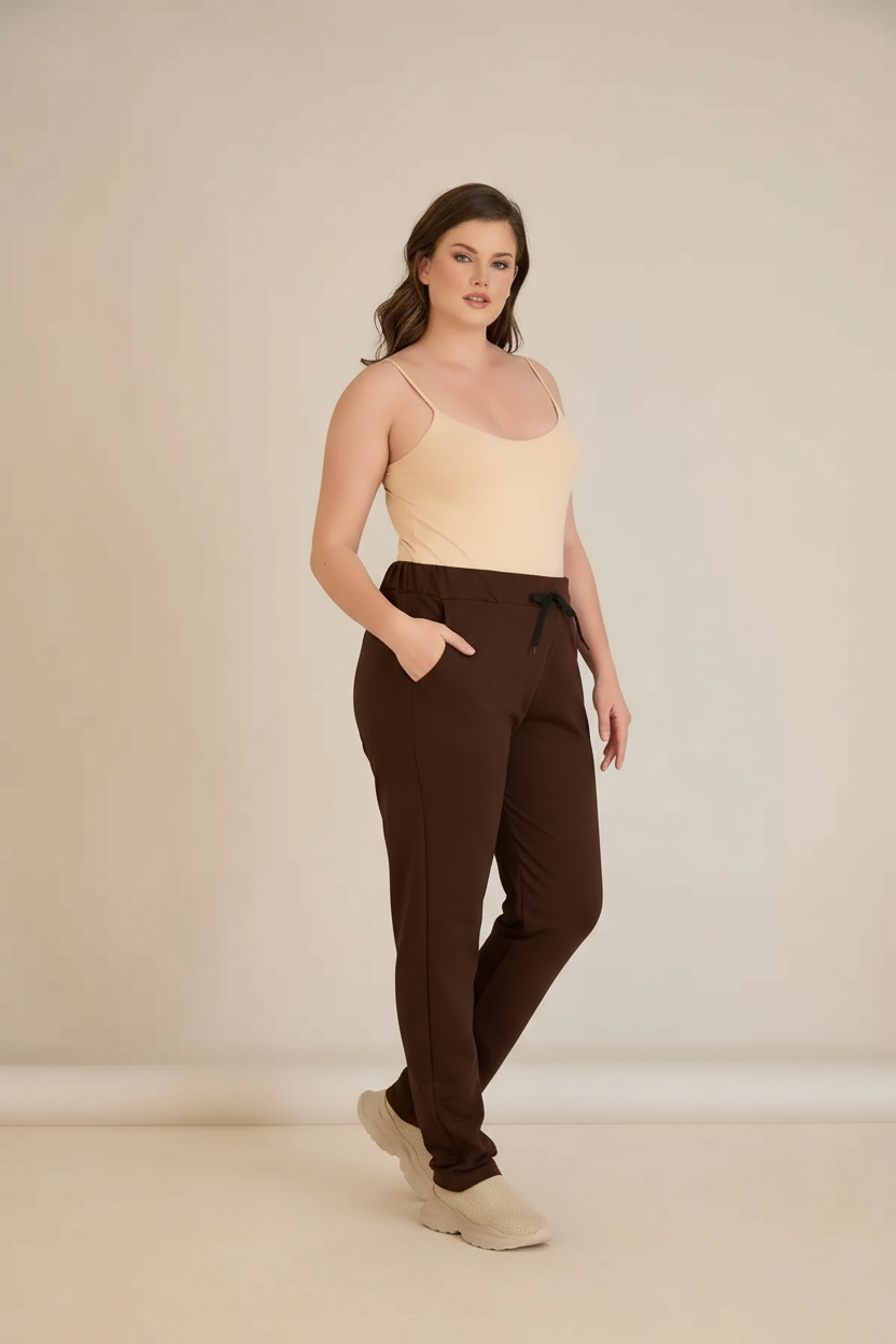 Αθλητικο παντελονι φορμα Daily σε μεγάλα μεγέθη - Καφέ
