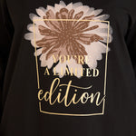 Βαμβακερή τουνίκ με στάμπα "You're a limited edition" σε μαύρο χρώμα σε μεγάλα μεγέθη 