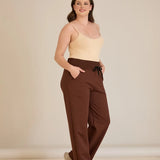 Σπορ φαρδύ παντελόνι με ανοίγματα – Καφέ