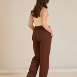 Σπορ φαρδύ παντελόνι με ανοίγματα – Καφέ