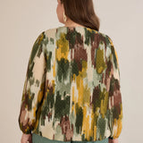 Μπλούζα σε άνετη γραμμή από μουσελίνα – Πολύχρωμο/Χακί