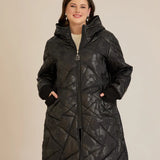 Μπουφάν καπιτονέ με κουκούλα σε Μαύρο χρώμα σε μεγάλα μεγέθη