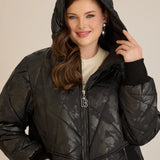 Μπουφάν καπιτονέ με κουκούλα σε Μαύρο χρώμα σε μεγάλα μεγέθη