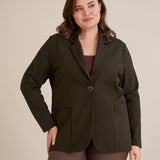 Σπορ-κομψό σακάκι με ρεβέρ και κούμπωμα – Πράσινο