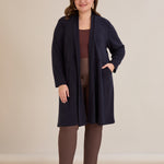 Μακριά ζακέτα τύπου κάπα σε Μπλε σκούρο χρώμα σε μεγάλα μεγέθη