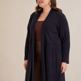 Μακριά ζακέτα τύπου κάπα – Μπλε σκούρο