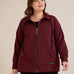 Ζακέτα με φερμουάρ και τσέπες σε Μπορντό  χρώμα σε μεγάλα μεγέθη
