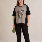 Βαμβακερό T-shirt με στάμπα πασιφλόρα