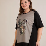 Βαμβακερό T-shirt με στάμπα πασιφλόρα