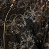 Κομψό μπουφάν με ασημένια φλοράλ μοτίβα- Μαύρο/Ασημί