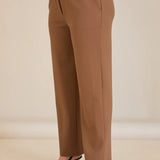 Παντελόνι με ελαστική μέση και ίσια γραμμή - ΄Μόκα