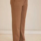 Παντελόνι με ελαστική μέση και ίσια γραμμή - ΄Μόκα