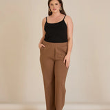 Παντελόνι με ελαστική μέση και ίσια γραμμή - ΄Μόκα