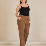 Παντελόνι με ελαστική μέση και ίσια γραμμή - ΄Μόκα