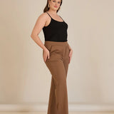 Παντελόνι με ελαστική μέση και ίσια γραμμή - ΄Μόκα