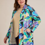 Σπορ-κομψό μπλεϊζερ χωρίς κούμπωμα σε Πολύχρωμο χρώμα σε μεγάλα μεγέθη 