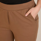 Παντελόνι με ελαστική μέση και ίσια γραμμή - ΄Μόκα