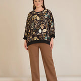 Παντελόνι με ελαστική μέση και ίσια γραμμή σε χρώμα μόκα σε μεγάλα μεγέθη