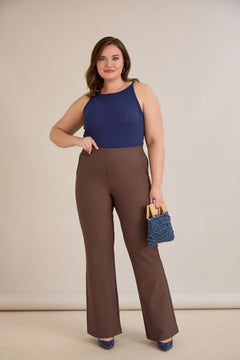 Bootcut παντελόνι διαμόρφωση σώματος Borisa- Καφέ/Καπουτσίνο