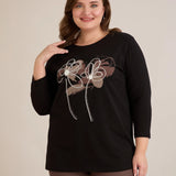 Βαμβακερή τουνίκ με στάμπα μοντέρνα λουλούδια