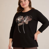 Βαμβακερή τουνίκ με στάμπα μοντέρνα λουλούδια