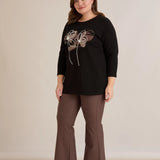 Βαμβακερή τουνίκ με στάμπα μοντέρνα λουλούδια