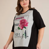 Βαμβακερό T-shirt με στάμπα παιώνια