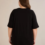 Βαμβακερή τουνίκ με μανίκι 7/8 και διακοσμητική λεπτομέρεια