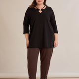 Βαμβακερή τουνίκ με μανίκι 7/8 και διακοσμητική λεπτομέρεια