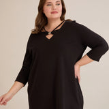 Βαμβακερή τουνίκ με μανίκι 7/8 και διακοσμητική λεπτομέρεια