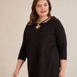 Βαμβακερή τουνίκ με μανίκι 7/8 και διακοσμητική λεπτομέρεια