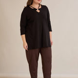 Βαμβακερή τουνίκ με μανίκι 7/8 και διακοσμητική λεπτομέρεια