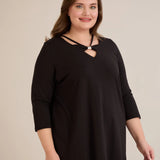 Βαμβακερή τουνίκ με μανίκι 7/8 και διακοσμητική λεπτομέρεια