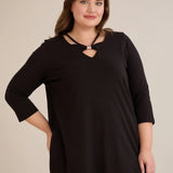 Βαμβακερή τουνίκ με μανίκι 7/8 και διακοσμητική λεπτομέρεια