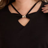 Βαμβακερή τουνίκ με μανίκι 7/8 και διακοσμητική λεπτομέρεια