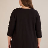 Βαμβακερή τουνίκ με μανίκι 7/8 και διακοσμητική λεπτομέρεια